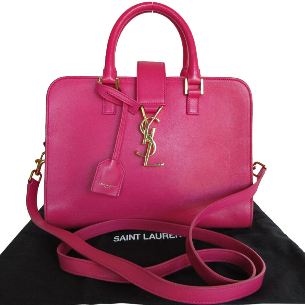 Saint Laurent Baby Cabas Leather 2way Shoulder Bag Pink